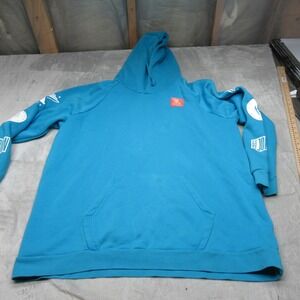 Jordan Sweatshirt Mens 3XL Blue Graphic Patches Hoodie Oversized Fleece Pullover